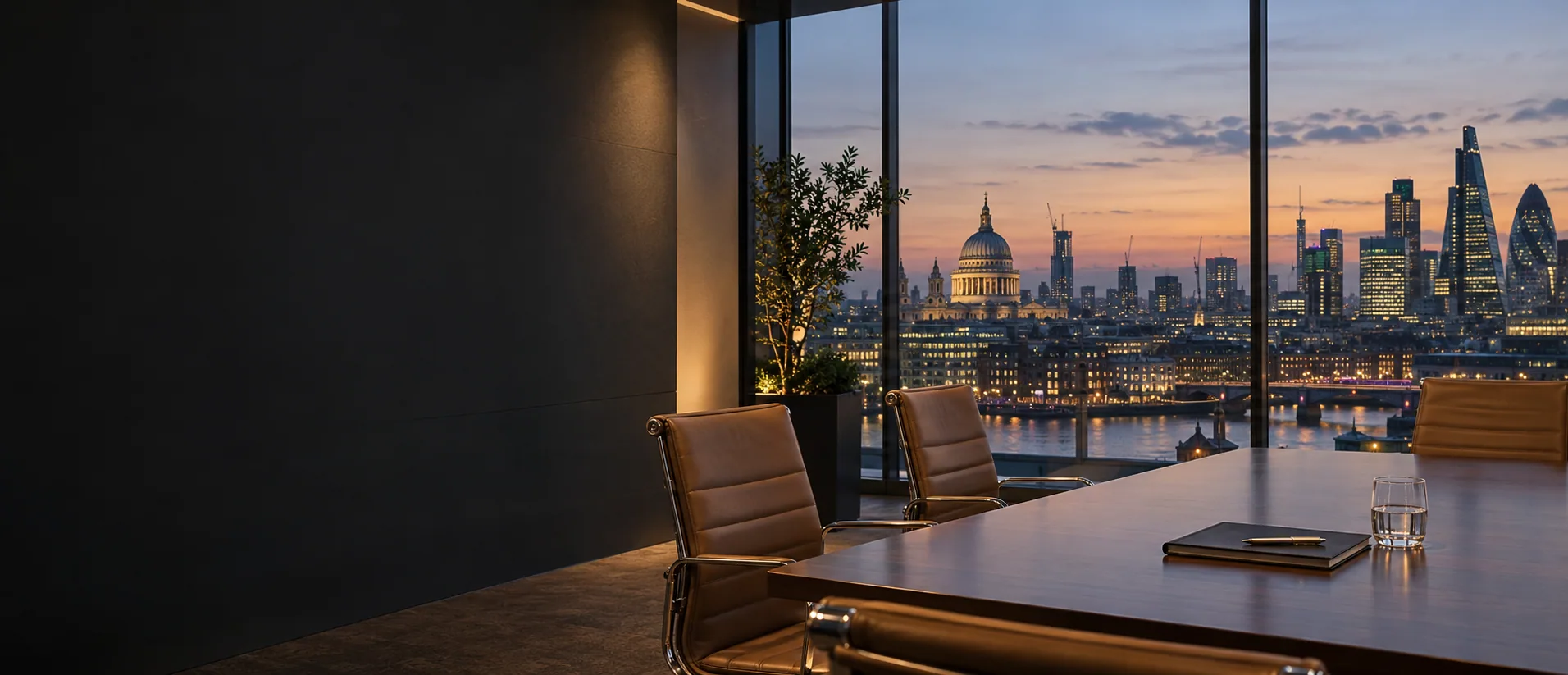 Illustrative London business meeting space overlooking the city